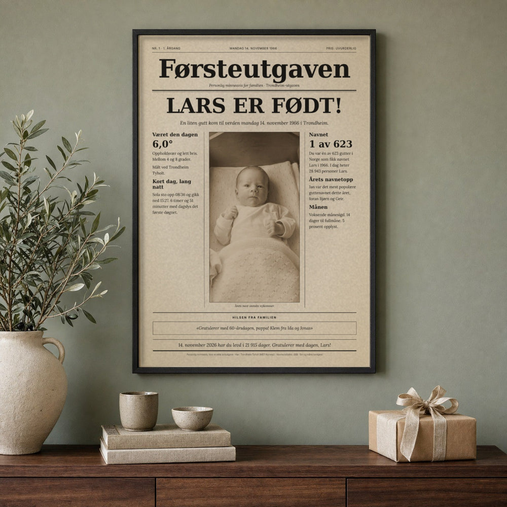 Førsteutgaven for Lars, født i Trondheim i 1966